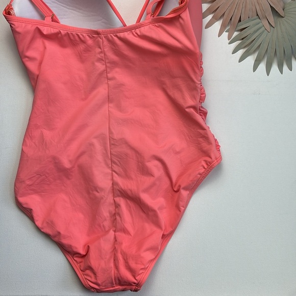 La Blanca Pink One Piece Swimsuit with Plunging V-Neck - 12 - Picture 5 of 9